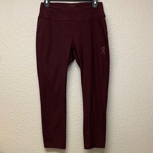 On Running Maroon Cropped Active Tights